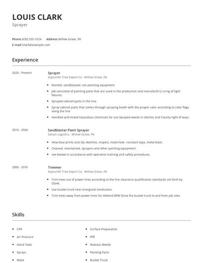 Sprayer Resume
