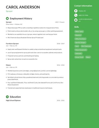 Sprayer Resume