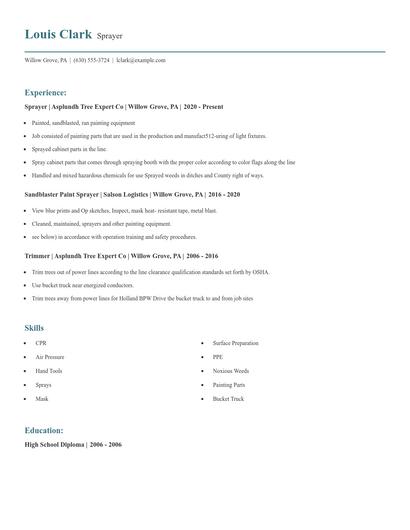 Sprayer Resume