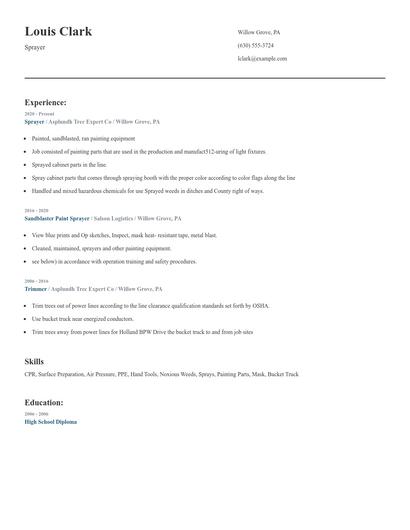 Sprayer Resume