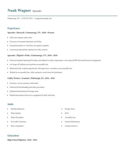 Spreader Resume
