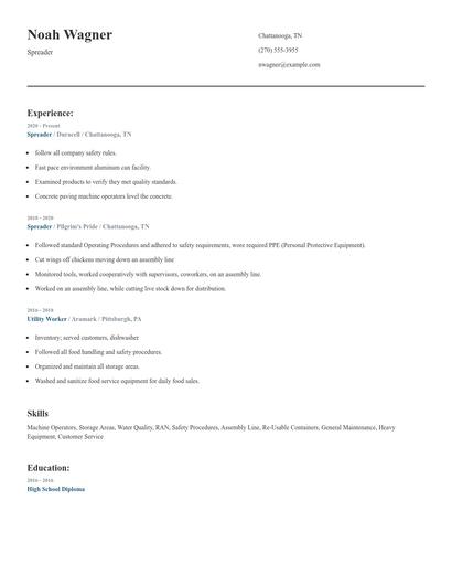Spreader Resume