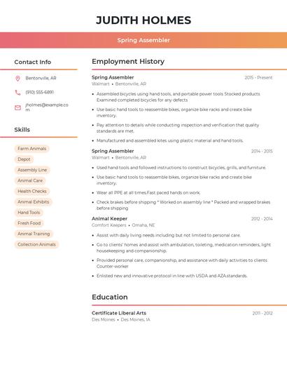 Spring Assembler Resume