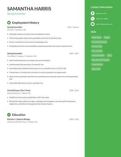 Spring Assembler Resume