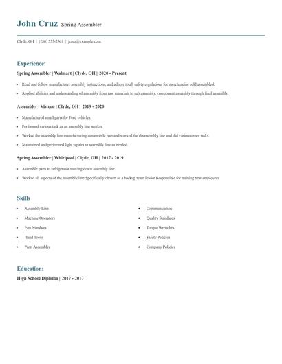 Spring Assembler Resume