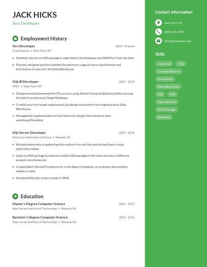 Ssrs Developer Resume