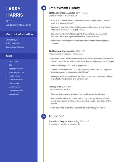 Staff Accountant/Auditor Resume