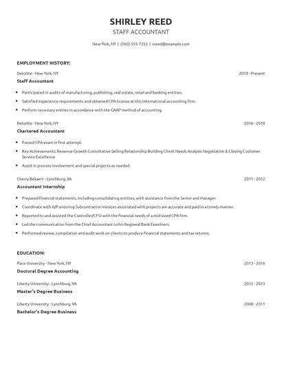 Staff Accountant Resume