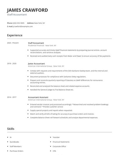Staff Accountant Resume
