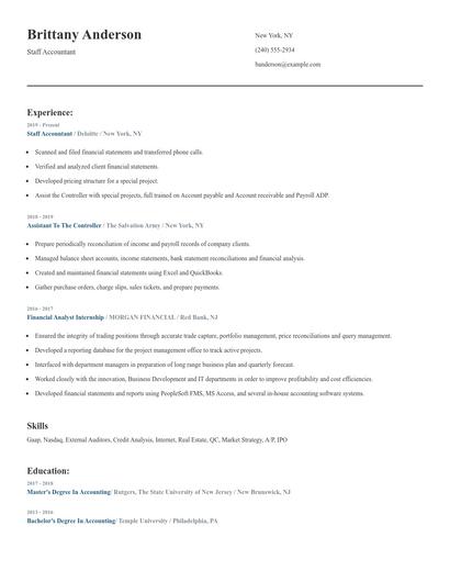 Staff Accountant Resume