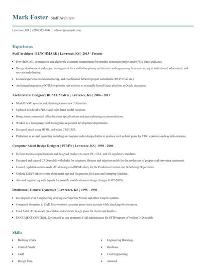 Staff Architect Resume