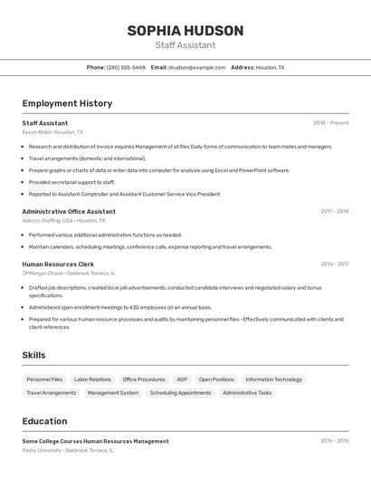 Staff Assistant Resume