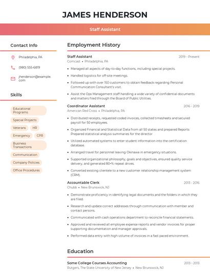 Staff Assistant Resume