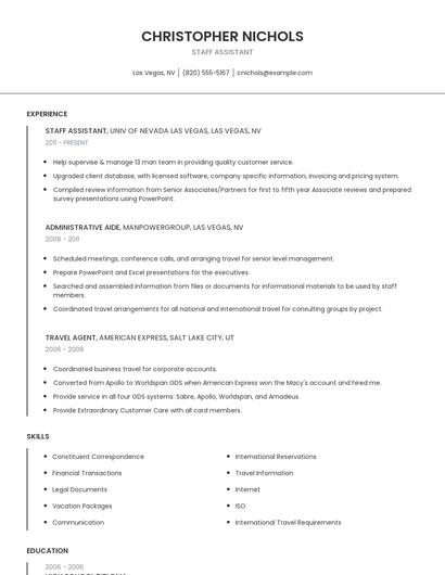 Staff Assistant Resume