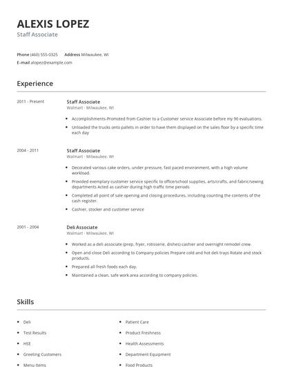 Staff Associate Resume