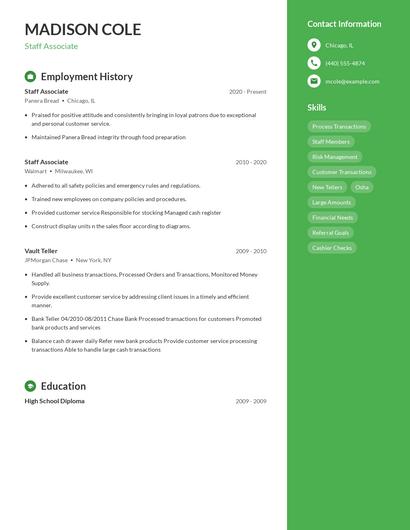 Staff Associate Resume