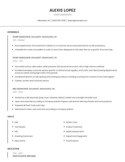 Staff Associate Resume