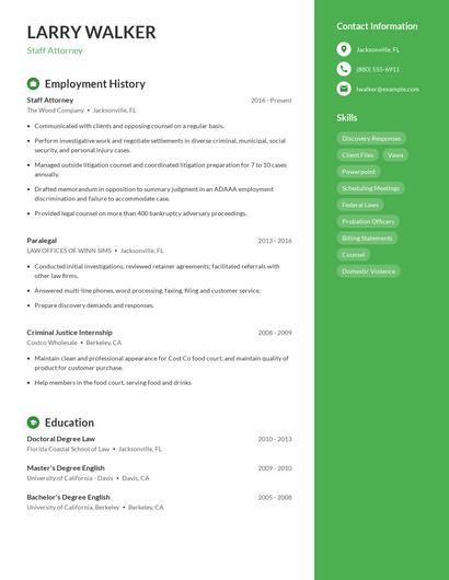 Staff Attorney Resume