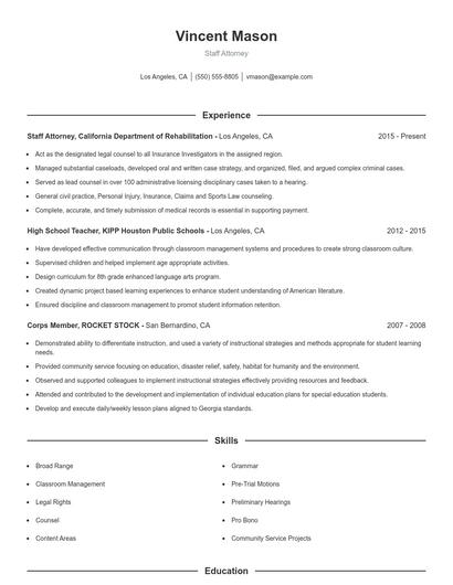 Resume example 1
