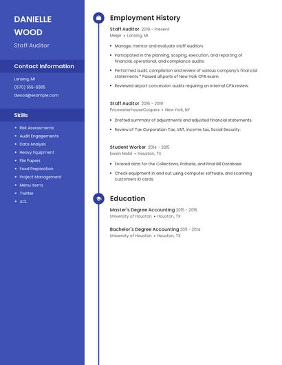Staff Auditor Resume
