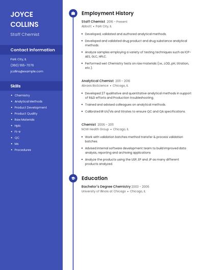 Staff Chemist Resume