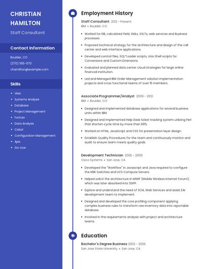 Staff Consultant Resume