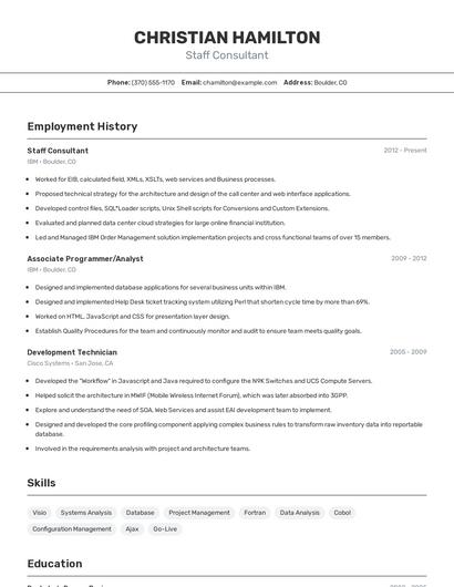 Staff Consultant Resume