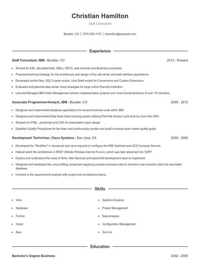 Staff Consultant Resume