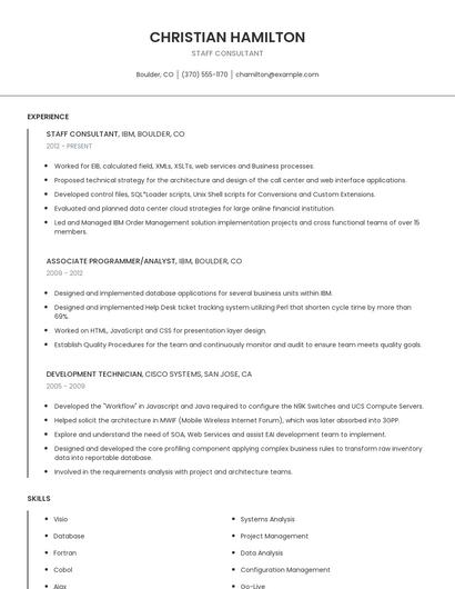 Staff Consultant Resume
