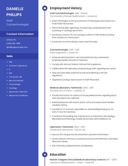 Staff Cytotechnologist Resume