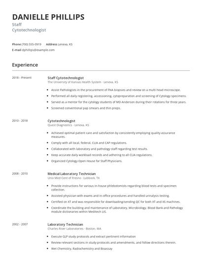 Staff Cytotechnologist Resume