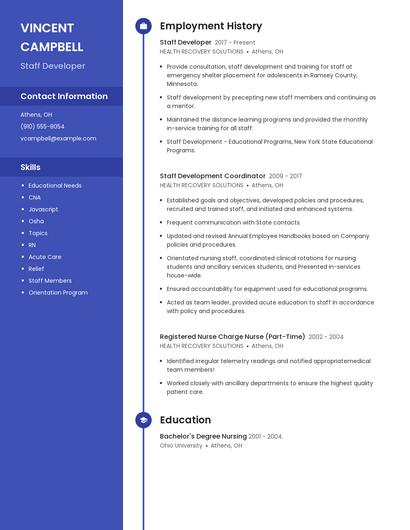 Staff Developer Resume