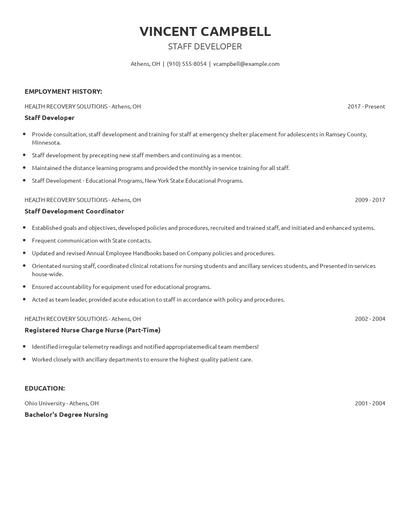 Staff Developer Resume