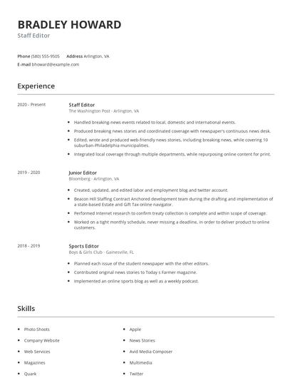 Staff Editor Resume