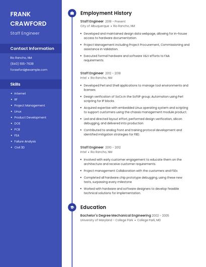 Staff Engineer Resume