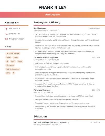 Staff Engineer Resume