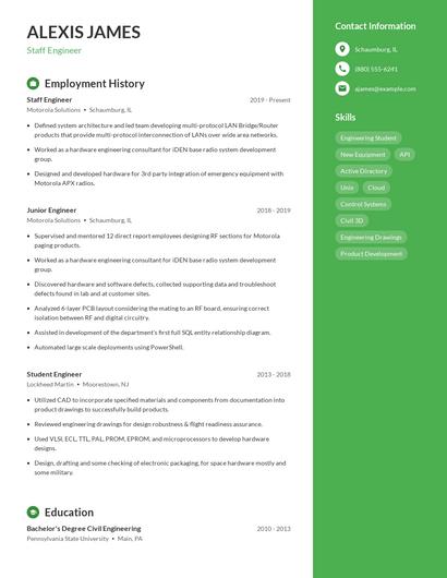 Staff Engineer Resume