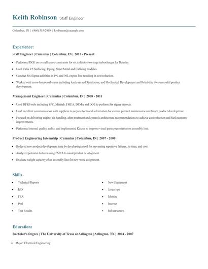 Staff Engineer Resume