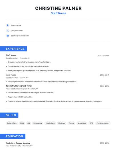 Staff Nurse Resume