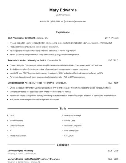 Resume example 1