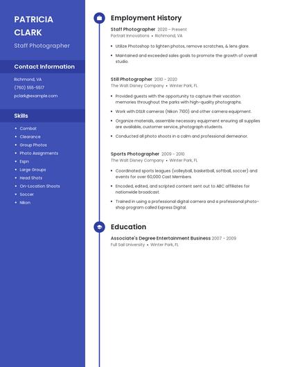 Staff Photographer Resume