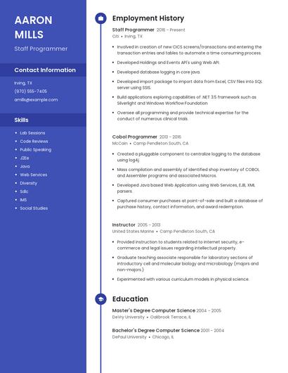 Staff Programmer Resume