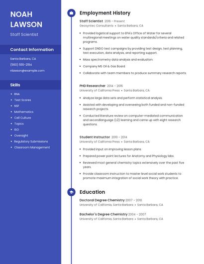Staff Scientist Resume