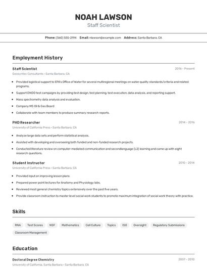 Resume example 2