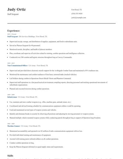 Staff Sergeant Resume