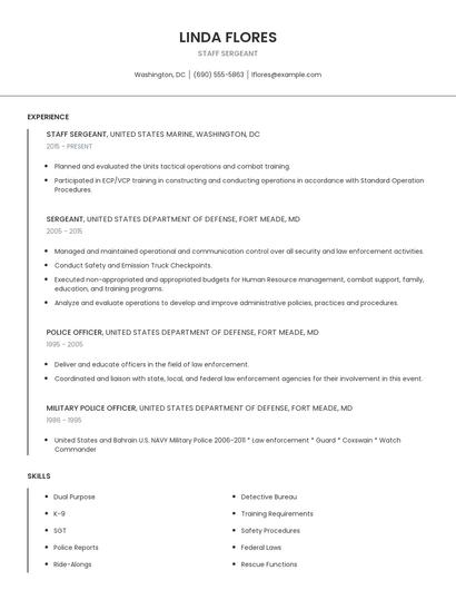 Staff Sergeant Resume
