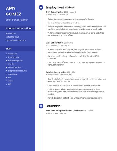 Staff Sonographer Resume