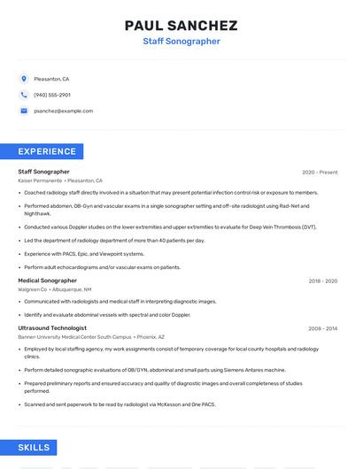 Staff Sonographer Resume