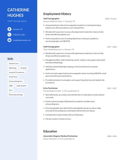 Staff Sonographer Resume