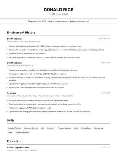 Resume example 2